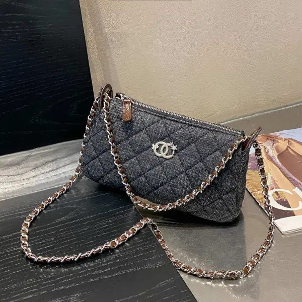 Chanel Mini Quilted Denim Chain Bag Light Blue Shoulder Bags - 6