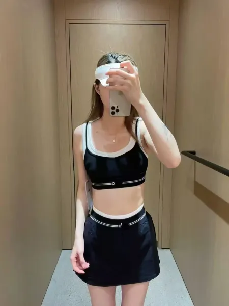 Alo Yoga Crop Top and Skort Set Light Blue Activewear - 4