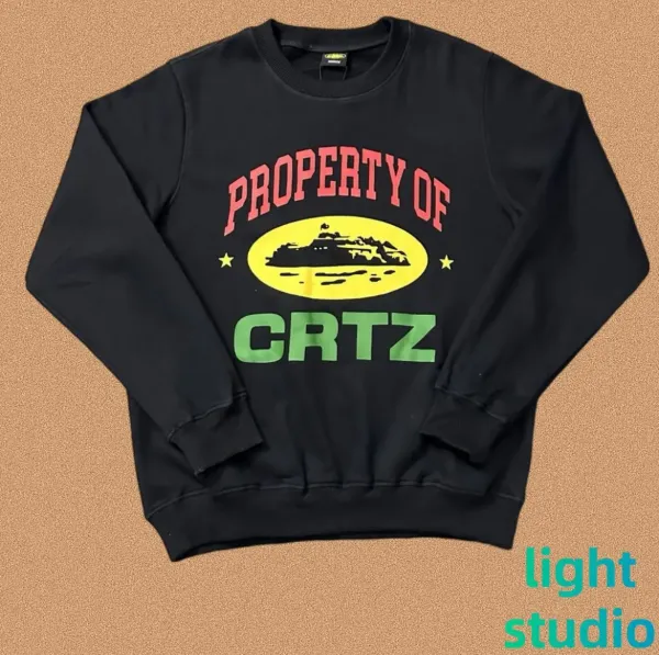 Corteiz Property Of CRTZ Black Crewneck Sweatshirt Hoodie - 1
