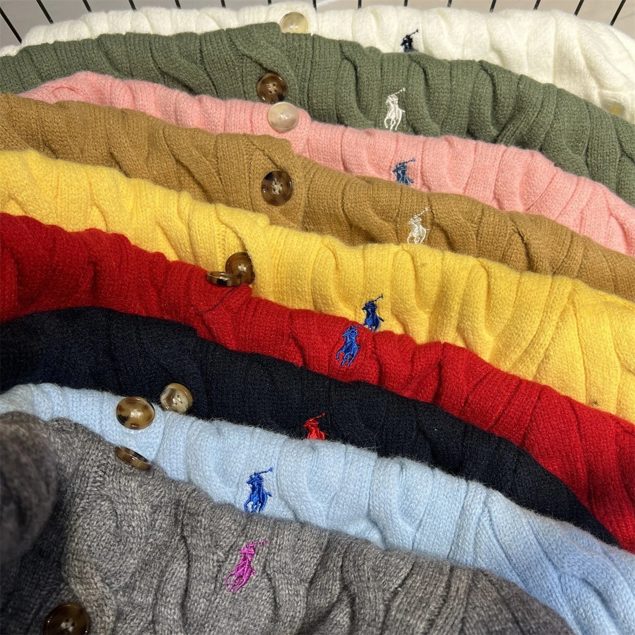 Polo Ralph Lauren Cable Knit Cardigan Red Sweater - 3