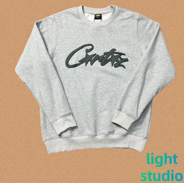 Corteiz Script Logo Heather Gray Hoodie - 1