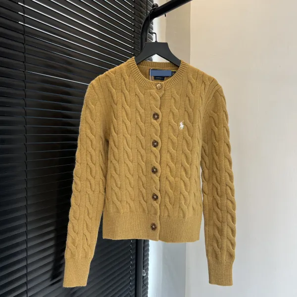 Polo Ralph Lauren Cable Knit Cardigan Mustard Yellow Cardigan - 1