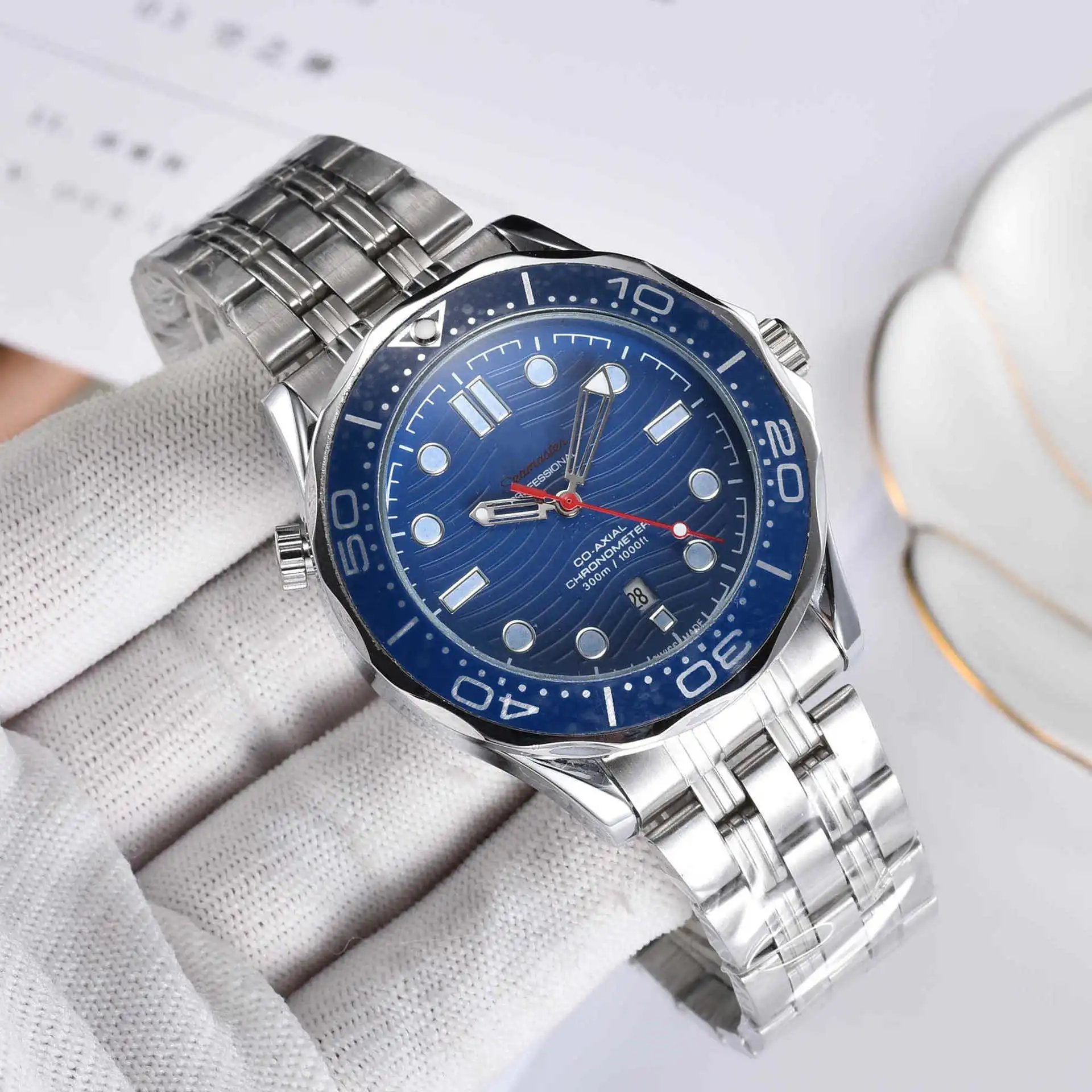 Omega Seamaster Professional Co-Axial Chronometer Silver Dial Black Bezel Mechanical Watch Watches - 4