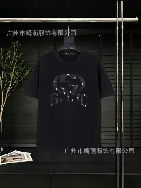 Gucci Interlocking GG Rivet-Embellished Black T-Shirt - 1