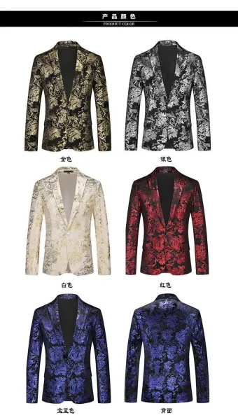 Design Paisley Jacquard Blazer Blue Black Outerwear.blazer - 5