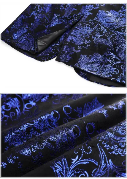 Design Paisley Jacquard Blazer Blue Black Outerwear.blazer - 13