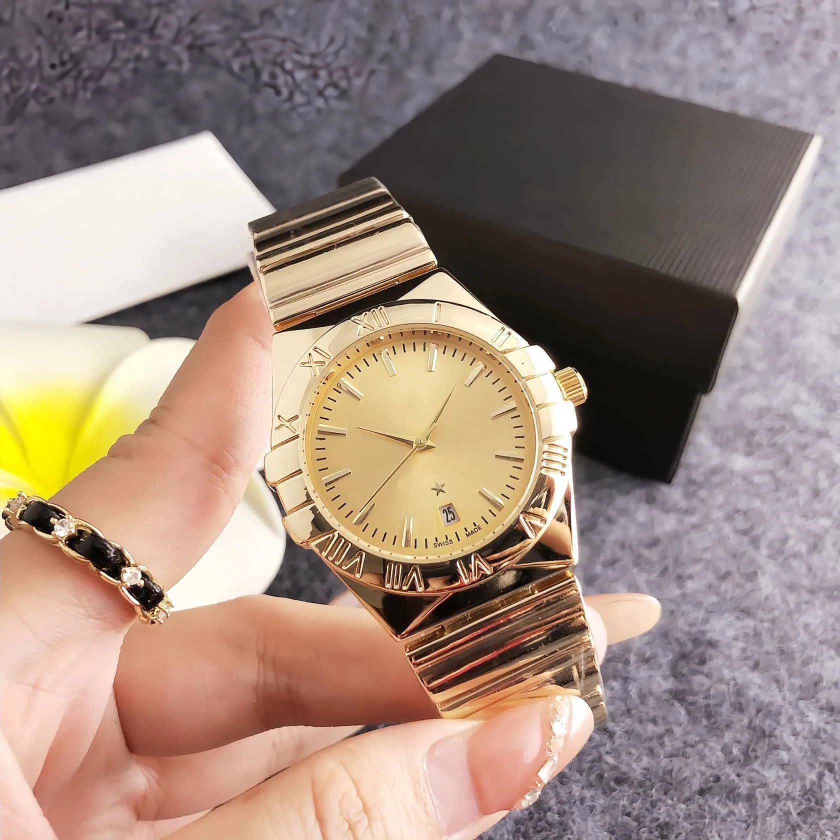Design Gold-Tone Roman Numeral Quartz Watch Watches - 2