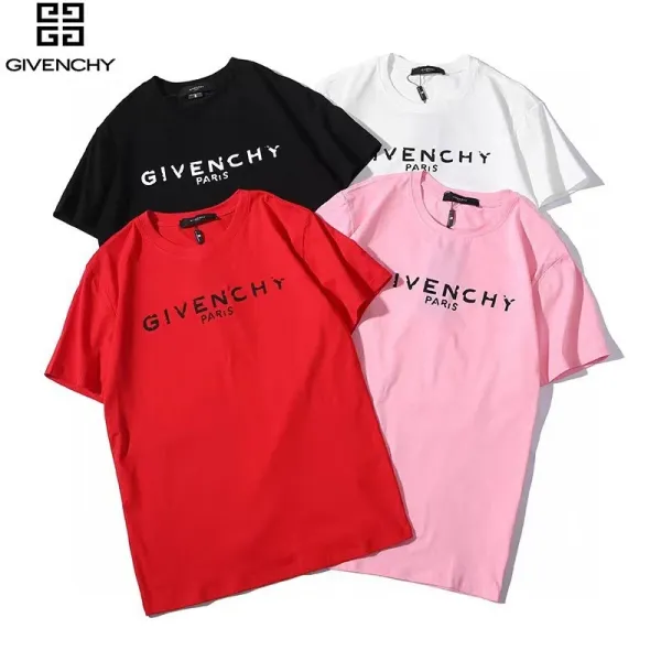 Givenchy Logo Print T-Shirt Black White Red Pink - 1