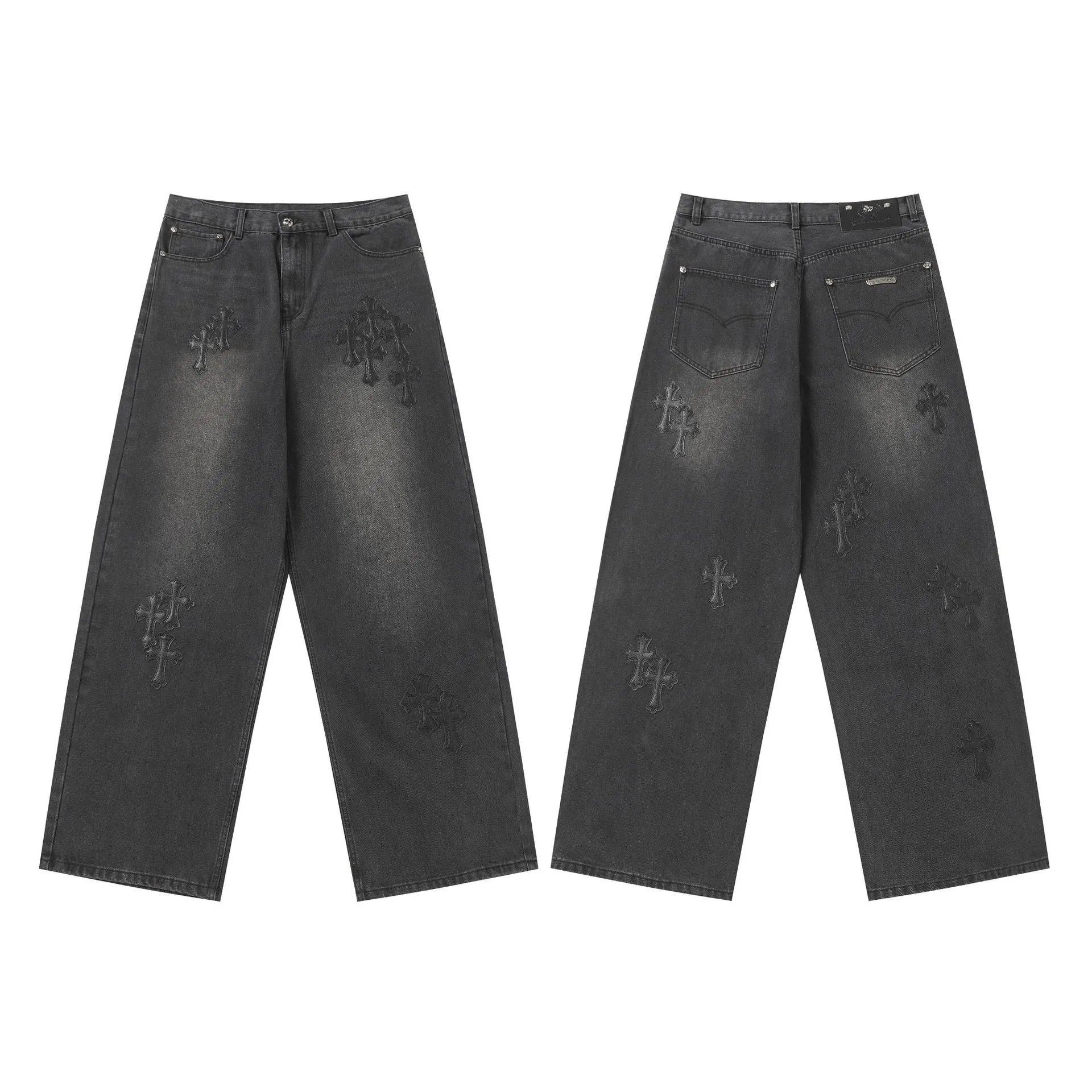 Chrome Hearts Cross Motif Embroidered Black Denim Jeans - 33