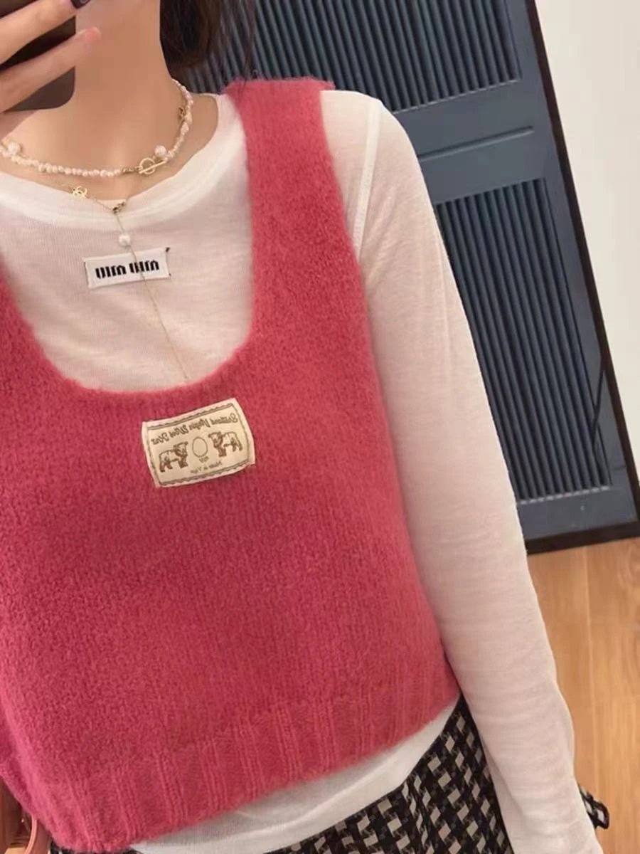 Miu Miu Logo Patch Long Sleeve Top White - 7