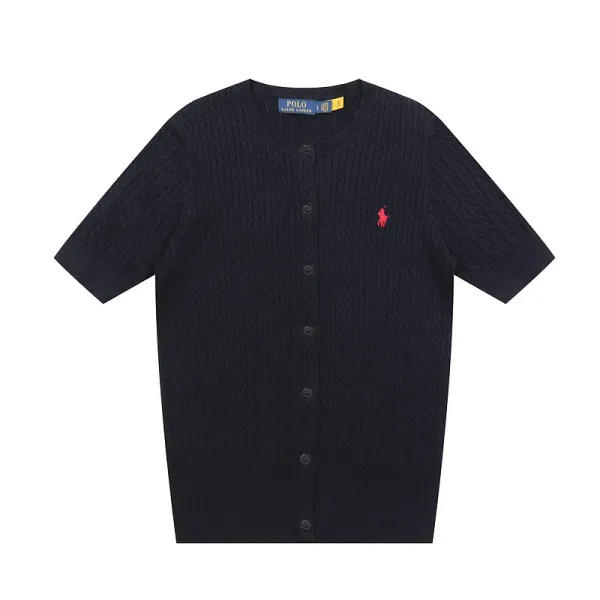 Polo Ralph Lauren Cable Knit Short Sleeve Cardigan Light Blue - 50