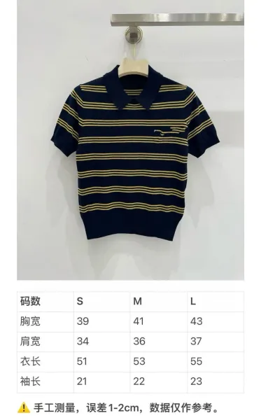 MM6 Maison Margiela Maison Margiela MM6 Striped Knit Polo Navy Polo Shirt - 2