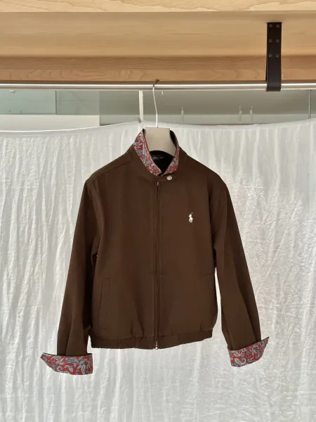Polo Ralph Lauren Paisley-Trimmed Brown Bomber Jacket - 1