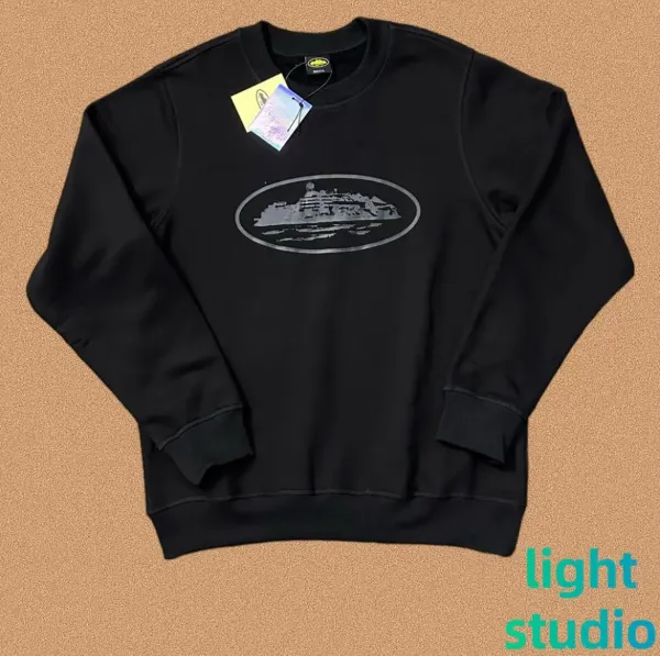 Design Oval Cruise Ship Print Black Crewneck Sweatshirt Hoodie - 1