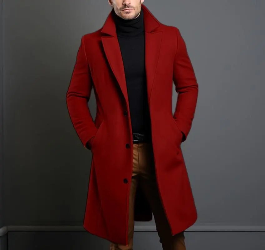 Design Classic Notch-Lapel Wool Blend Coat Navy Outerwear.coat - 7