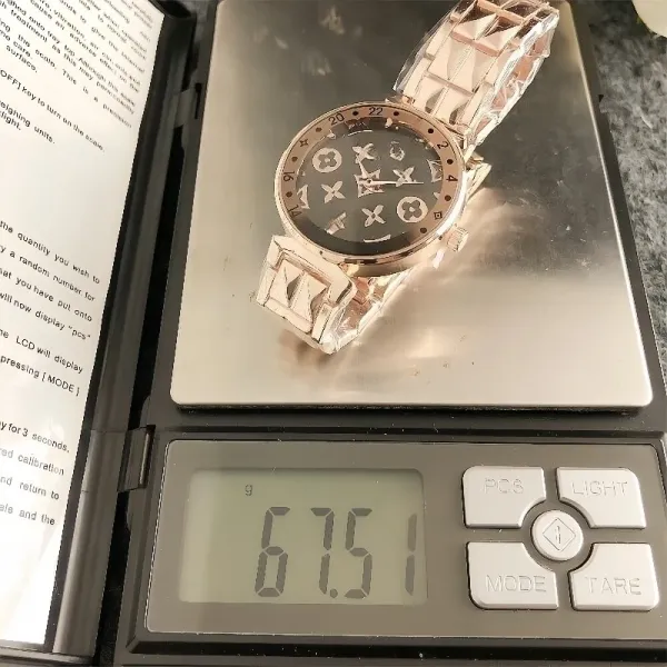 Louis Vuitton Monogram Dial Quartz Watch Silver Gray Watches - 10