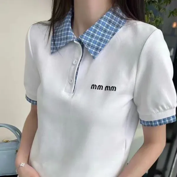Miu Miu Collar-Contrast Polo Skirt Set White - 5