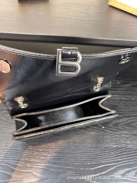 Balenciaga Hourglass Mini Quilted Chain Shoulder Bag in White, Black, and Pink - 12