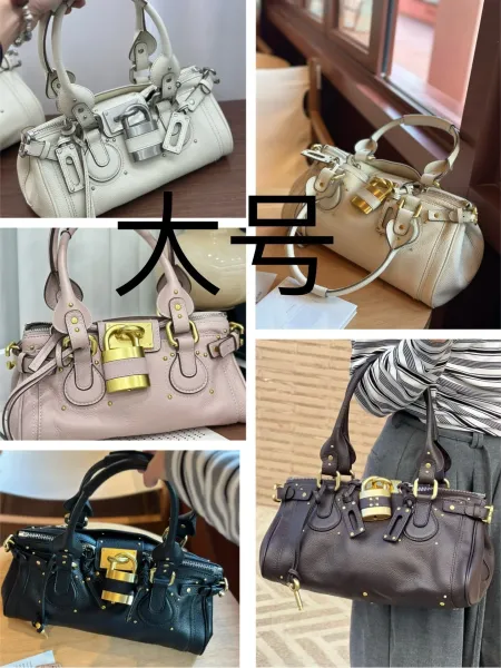 Chloé Paddington Large Lock Bag in White, Pink, Black, and Brown Handbags - 1