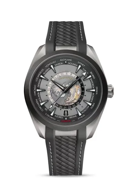 Omega Seamaster Worldtimer Gray Dial Black Rubber Strap Mechanical Watch Watches - 1