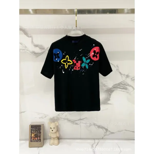 Louis Vuitton Multicolor Flower Print Black T-Shirt - 1