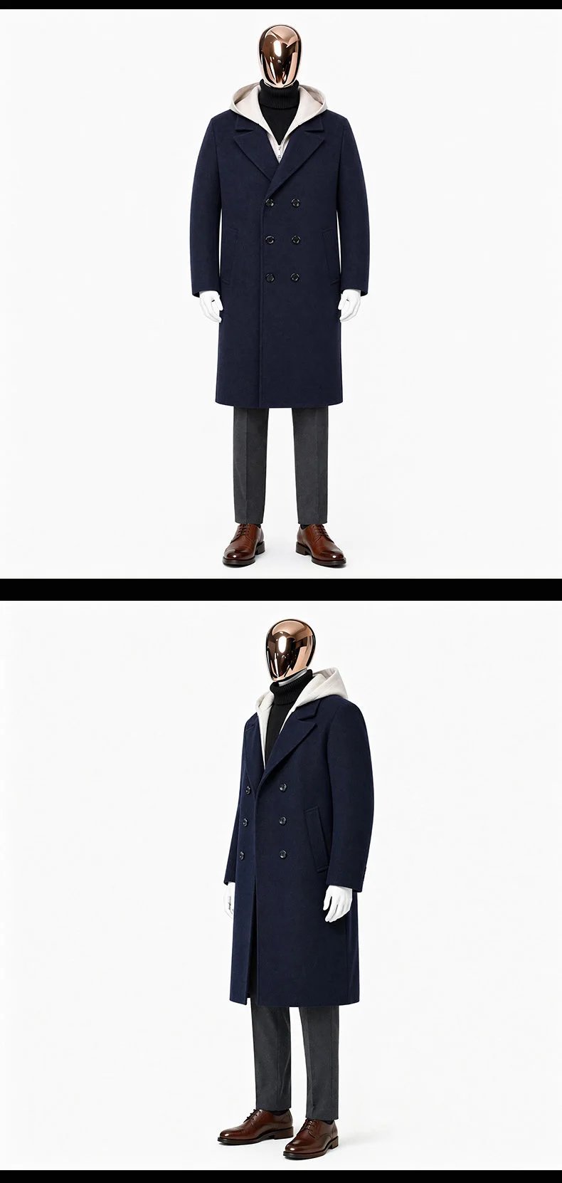 Design Double-Breasted Wool Coat Gray Men's Overcoat Outerwear.coat - 15