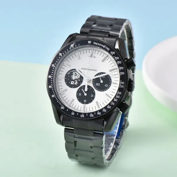 Design Professional Chronograph White Dial Black Steel Watch Watches - 1