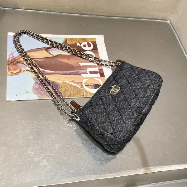Chanel Mini Quilted Denim Chain Bag Light Blue Shoulder Bags - 5