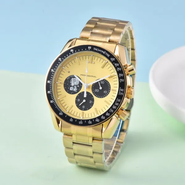 Design Chronograph Gold Tone Watch with Snoopy 50th Anniversary Dial Watches - 1