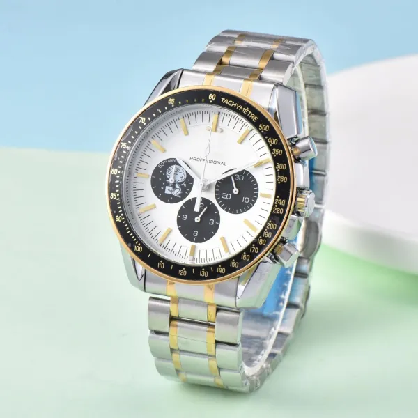 Design Professional Chronograph White Dial Black Steel Watch Watches - 12