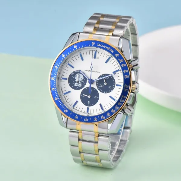 Design Professional Chronograph White Dial Black Steel Watch Watches - 2