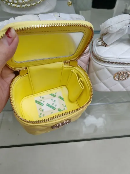 Chanel Mini Vanity Case Quilted Leather in Yellow, Pink, White, and Black Clutches - 6