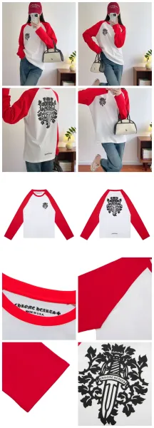 Chrome Hearts Raglan Long Sleeve T-Shirt White Pink - 14