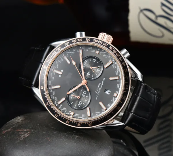 Omega Speedmaster Chronograph Gray Dial Rose Gold Steel Watch Watches - 1