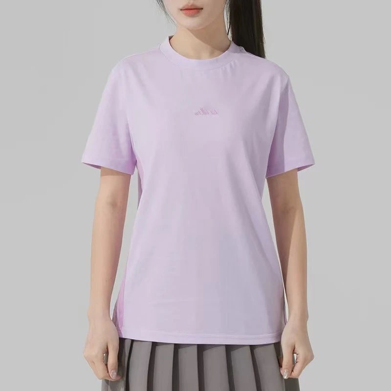 Design Minimalist Embroidered Logo Lavender T-Shirt Tops.t Shirts - 11