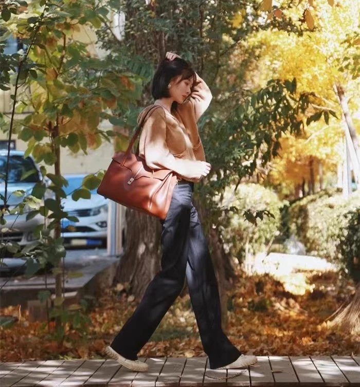 Celine Triomphe Tote Brown Leather Handbag - 25
