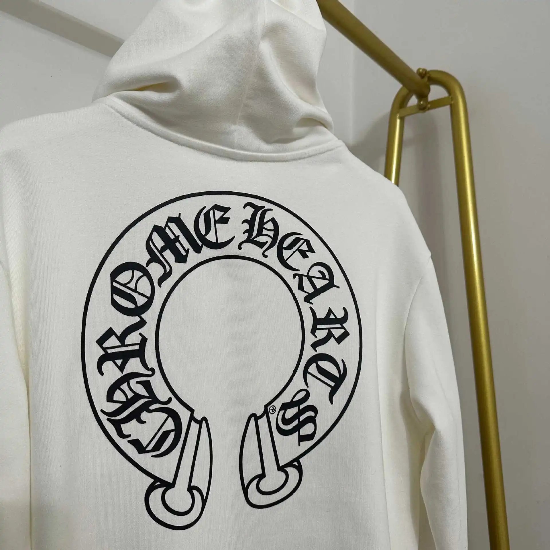 Chrome Hearts Horseshoe Print Zip-Up Hoodie White - 19