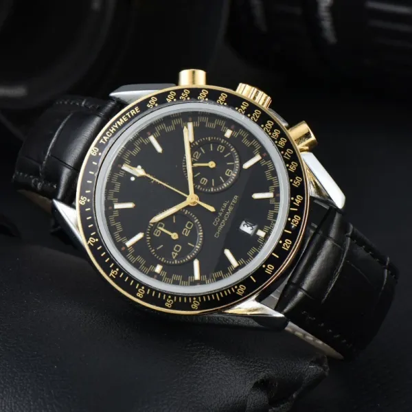 Omega Speedmaster Chronograph Black Dial Gold-Tone Watch Watches - 1