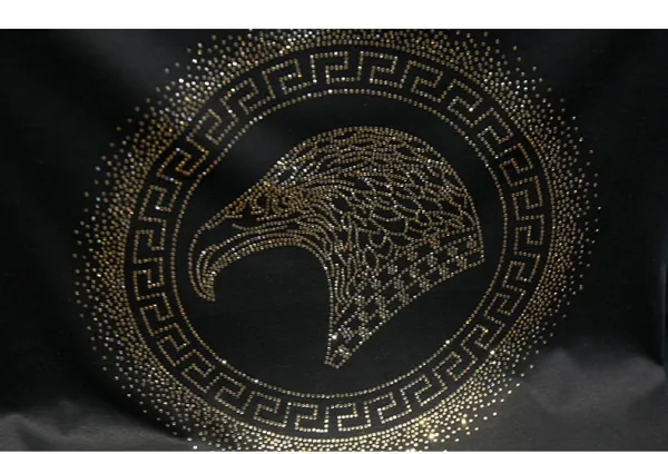 Versace Medusa Eagle Crystal Embellished Royal Blue T-Shirt - 20