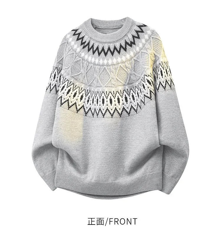 Design Fair Isle Knit Sweater Gray - 11