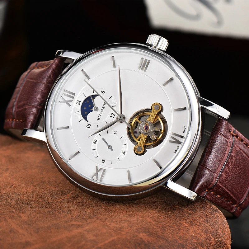 Design Tourbillon Automatic Black Dial Mechanical Watch Watches - 5