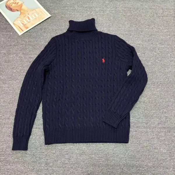Polo Ralph Lauren Cable Knit Turtleneck Navy Sweater - 1