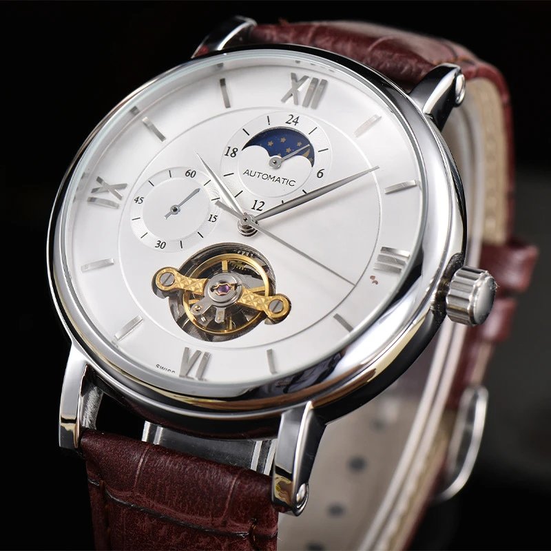 Design Tourbillon Automatic Black Dial Mechanical Watch Watches - 8