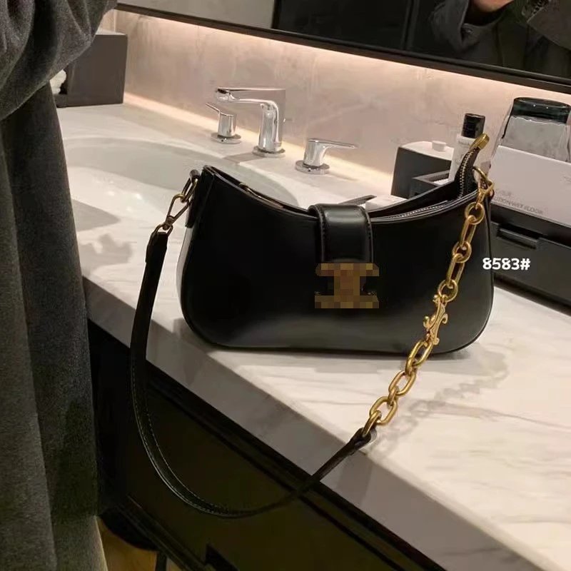 Celine Triomphe Mini Chain Bag Black Shoulder Bags