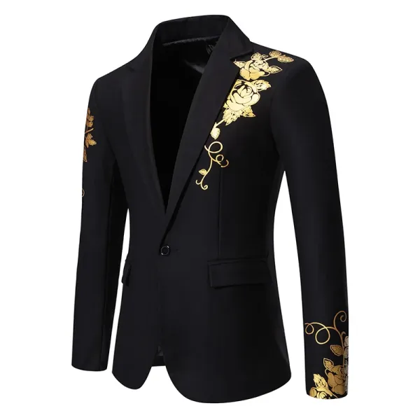 Design Embroidered Rose Blazer Burgundy Gold Outerwear.blazer - 10