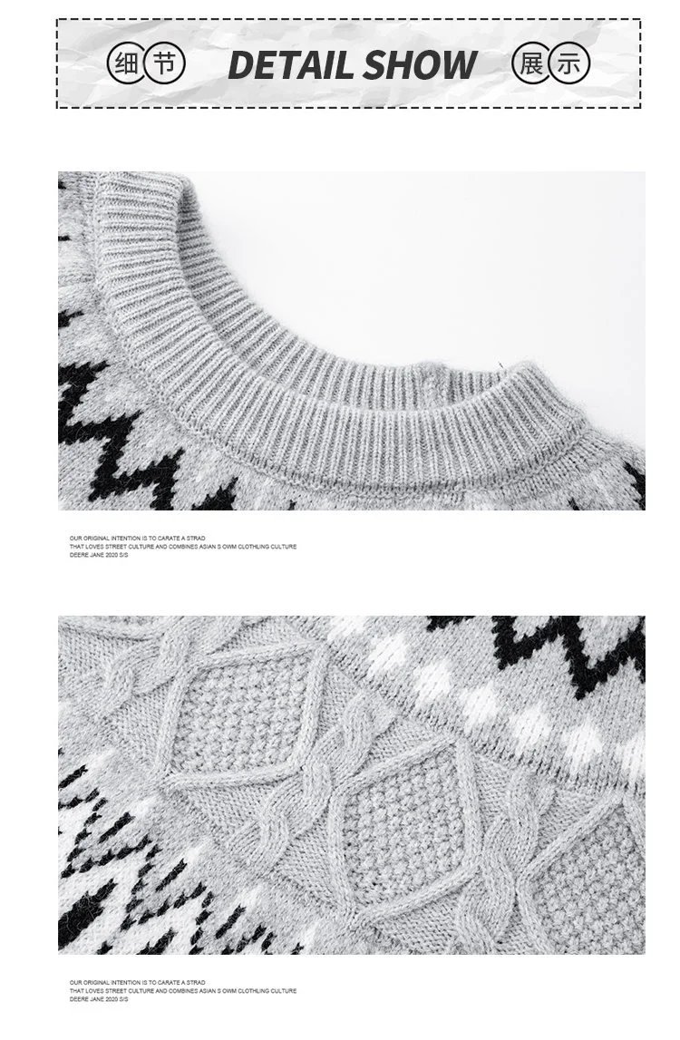 Design Fair Isle Knit Sweater Gray - 17
