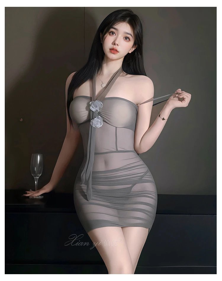 Design Pure Desire Sheer Bodycon Dress Gray - 11