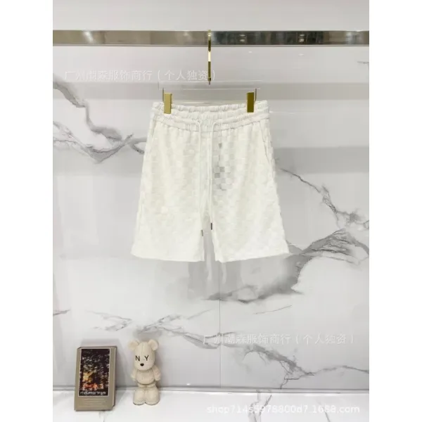 Design Checkerboard Texture Drawstring Shorts White - 1