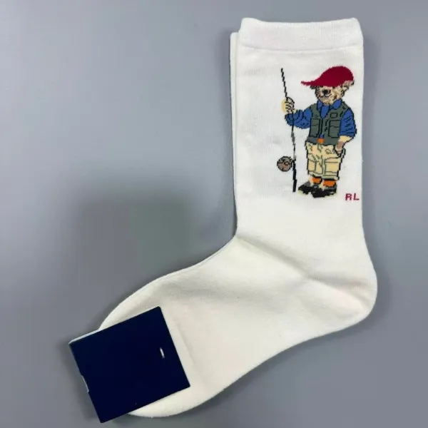 Polo Ralph Lauren Fishing Bear Socks White - 1