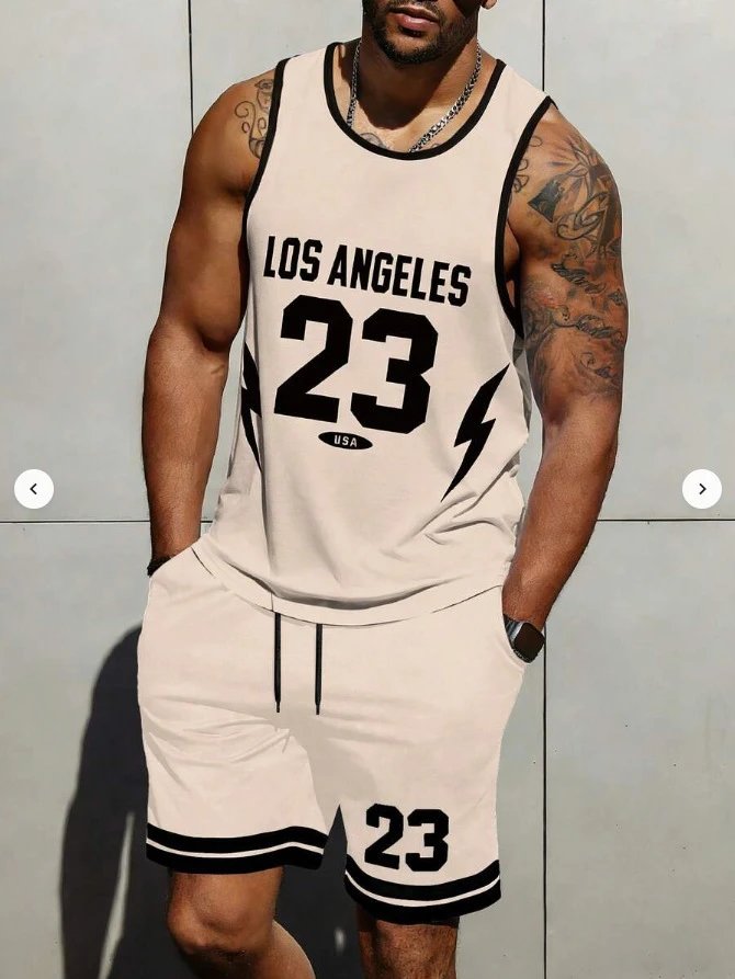 Design Los Angeles 23 Lightning Tank Top and Shorts Set Black - 6